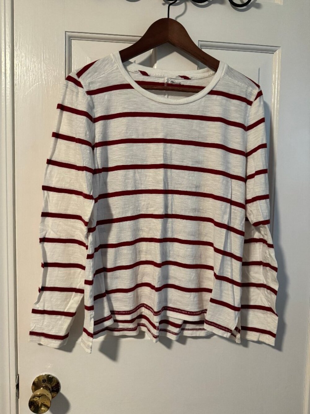 Madewell Long Sleeve T-shirt in Red and White Size L - Picture 2 of 10